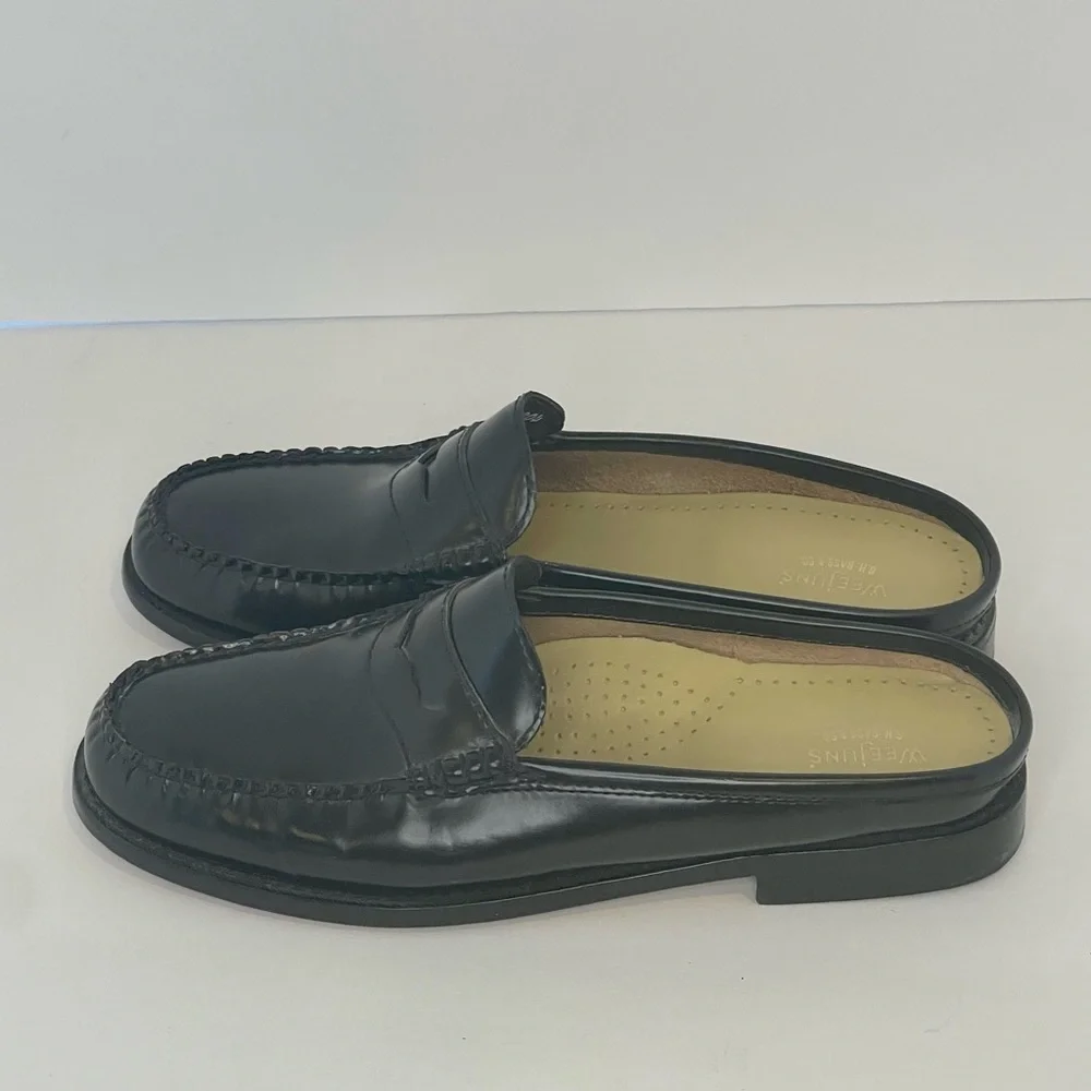 G.H. Bass & Co. Black Leather Penny Loafer Mules